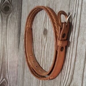 100% honey leather embossed breided woman belt 32